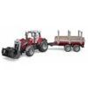 Bruder 2046 - Massey Ferguson 7480 Met Frontlader En Houttransport Aanhanger
