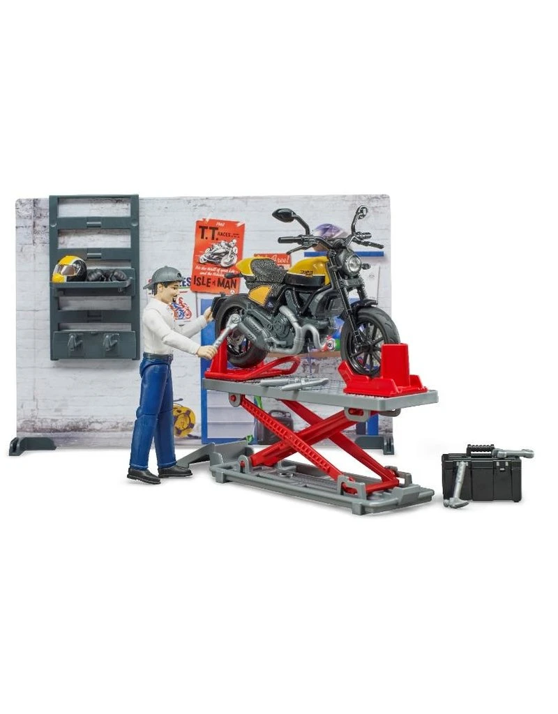 Bruder 62102 - Werkplaats voor motoren (Scrambler Ducati) Bruder 62102 - Werkplaats Voor Motoren (Scrambler Ducati) -Britains Winkel bruder bruder 62102 werkplaats voor motoren scramb 1