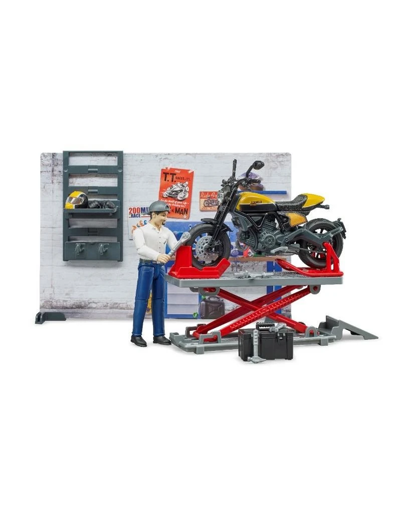 Bruder 62102 - Werkplaats voor motoren (Scrambler Ducati) Bruder 62102 - Werkplaats Voor Motoren (Scrambler Ducati) -Britains Winkel bruder bruder 62102 werkplaats voor motoren scramb
